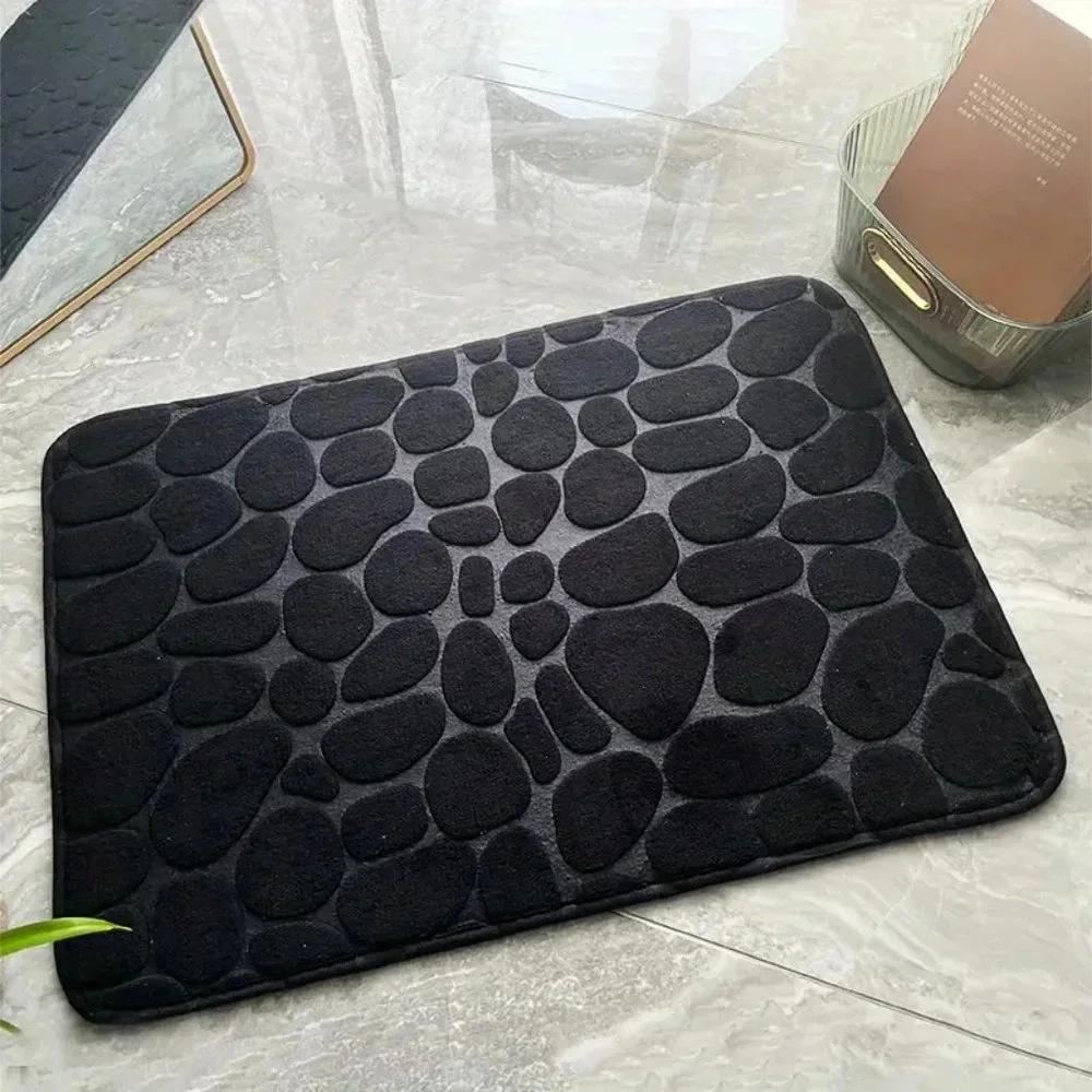 Memory Foam Cobblestone Embossed Bath Rug Mat